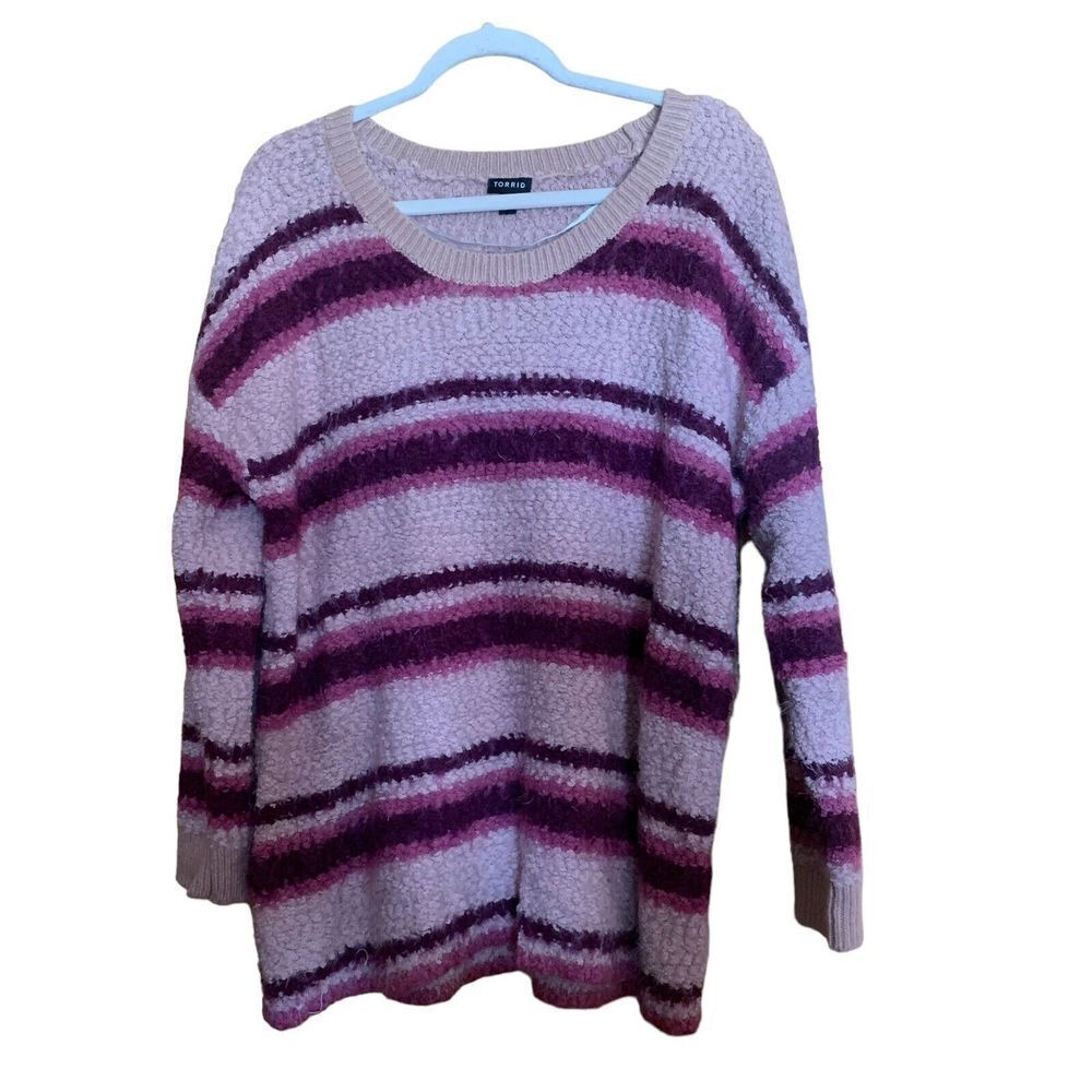 Torrid Plus Size 2x Multicolor Stripe Fuzzy Chunk… - image 1